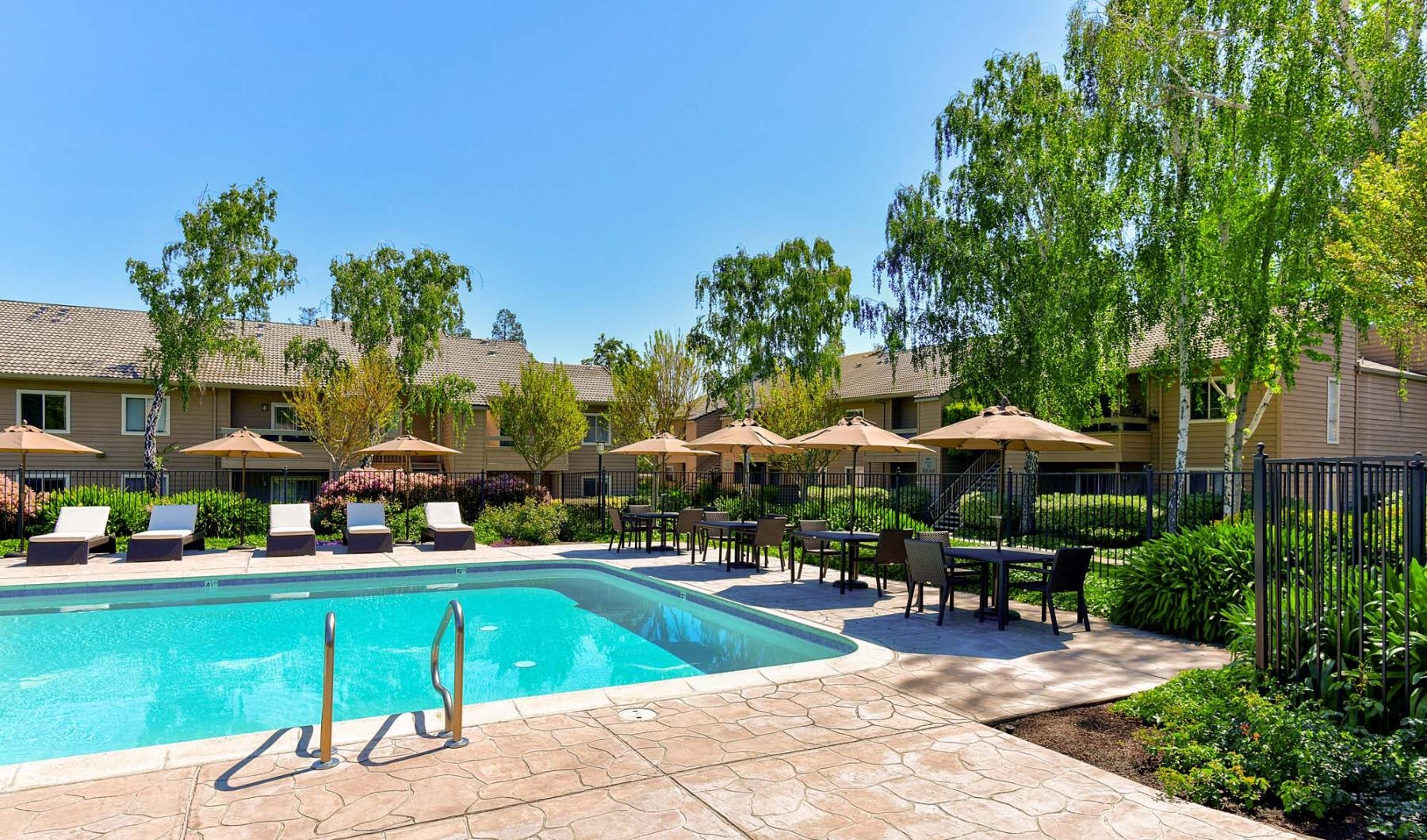a pool in a backyard